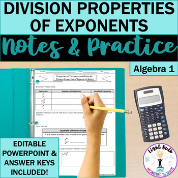 Preview of Division Properties of Exponents Guided Notes and Worksheet