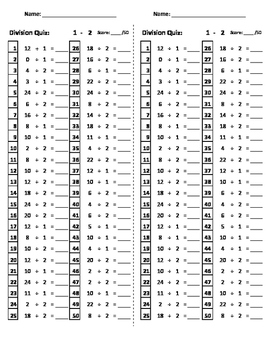 division quizzes mega bundle division facts tests 0 12 by educational