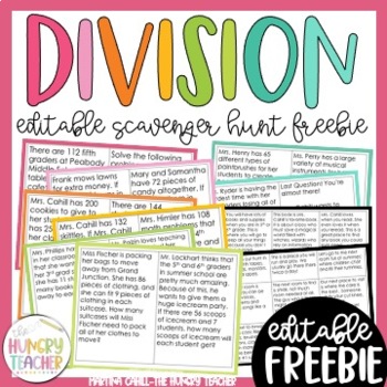Preview of Division Scavenger Hunt Game | 4th Grade and 5th Grade Division Math Game |