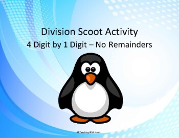 Preview of Division Scoot Activity/Task Cards - 4 digit by 1 digit - No Remainders