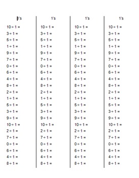 Preview of Division Speed Strip Tests Facts 1-12