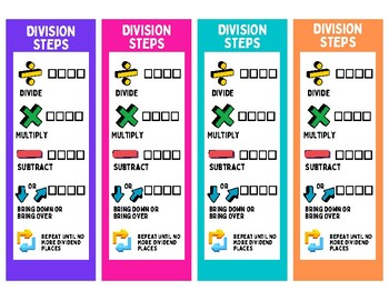 Preview of Division Steps Bookmark
