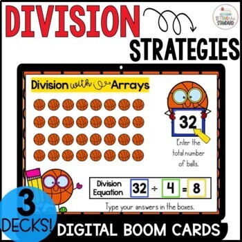 Preview of Division Practice using Division Strategies 3rd Grade Math Boom Cards