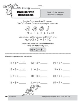 division with remainder grade 3 easy worksheet