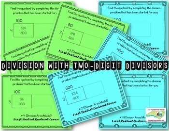 Area Model Division With 2 Digit Divisors - 2 Digit Division Task Cards