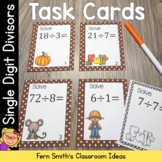 Fall Single Digit Divisors Division Task Cards