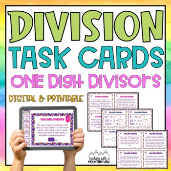 Preview of Division Task Cards | One Digit Divisors