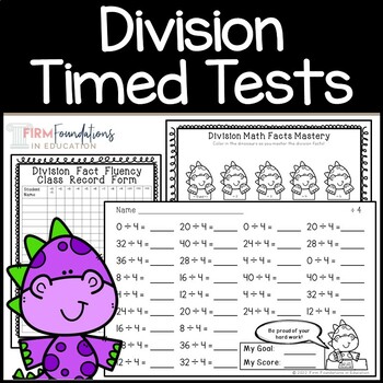 Preview of Division Timed Tests- Math Fact Fluency Assessments- Division Speed Drills