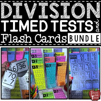 Preview of Division Timed Tests and Flash Cards BUNDLE for Math Fact Fluency