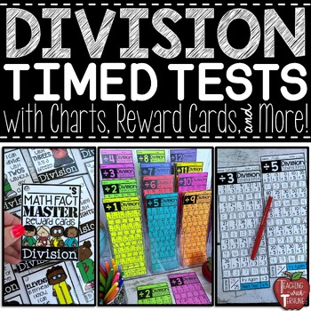 Preview of Division Timed Tests for Math Fact Fluency 1-12 - Division Assessments & Rewards