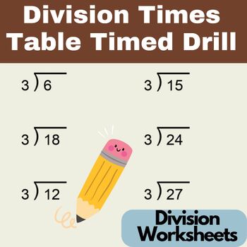 Preview of Division Times Table Timed Drill Worksheets -Division Worksheets