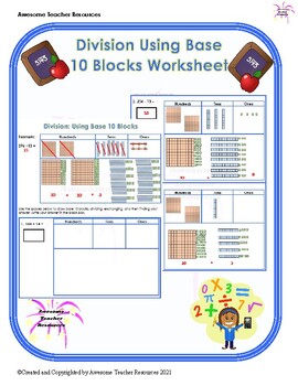 Preview of Division: Using Base 10 Blocks Worksheet