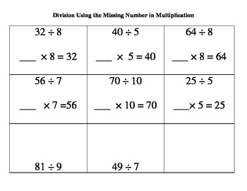 division using multiplication to find the missing number by calesse