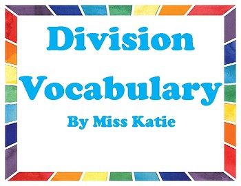 Preview of Division  My Math 3rd Grade Vocabulary Posters