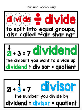 Preview of Division Vocabulary and Puzzle Practice