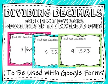 Preview of Division With Decimals #1 - (Google Forms and Distant Learning)
