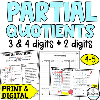 Preview of Division With Partial Quotients -  2 Digit Divisors