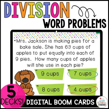 Preview of Division Word Problems Math Boom Cards