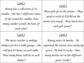 Preview of Division Word Problem Cards