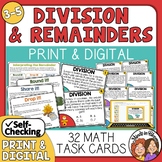 Division Task Cards - Interpreting the Remainder Word Problems + Anchor Charts