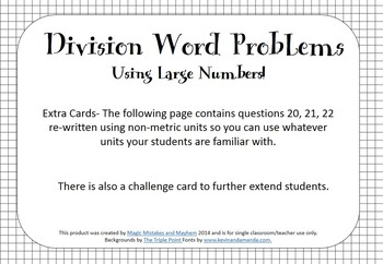 division word problems 32 task cards with large numbers tpt