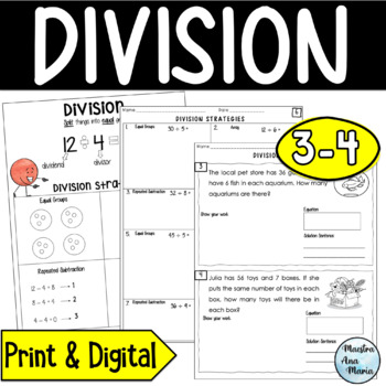 Preview of Division Word Problems - Division Strategies for Third and Fourth Grade