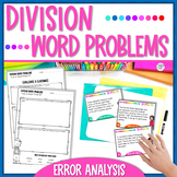 Division Word Problems Task Cards Error Analysis Math