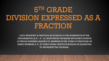 Preview of Division Word Problems Expressed in Fraction Form