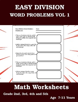 Preview of Easy Division Word Problems Maths Worksheets Vol 1