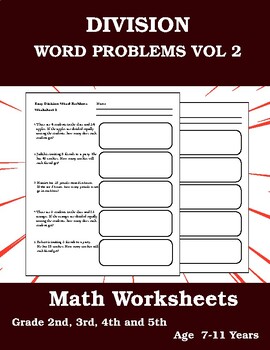 Preview of Division Word Problems Maths Worksheets Vol 2