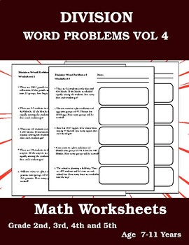 Preview of Division Word Problems Maths Worksheets Vol 4