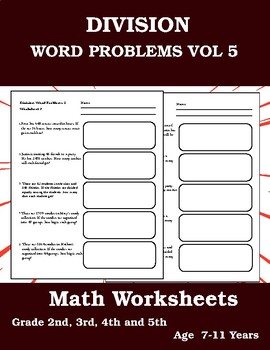 Preview of Division Word Problems Maths Worksheets Vol 5