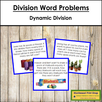 Preview of Division Word Problems Set 2 (color-coded) - Dynamic Division Math Questions