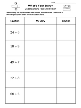 Preview of Division Word Problems Worksheet Student Choice Activity Promotes Writing