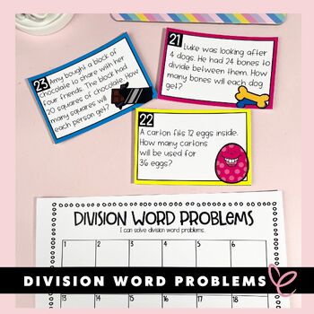 Preview of Division Word Problems | Task Cards | Grade 3