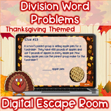 Division Word Problems Thanksgiving Themed Digital Escape Room