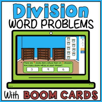 Preview of Division Word Problems Using Sharing Strategy Boom Cards - Divide Equal Groups