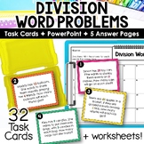 Division Word Problems with Basic Division Facts Task Cards 3OA3