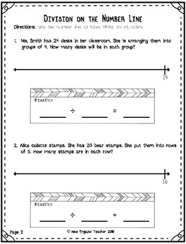 division word problems within 50 on the number line easy by newenglandteacher