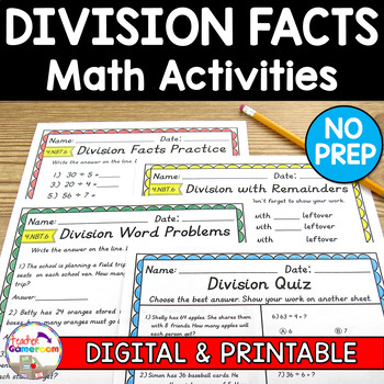 division worksheet with remainders teaching resources tpt