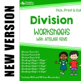 Divide Multi-Digit Number Teach Long Division Practice Worksheet 2-Digit Divisor