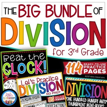 Preview of Division Worksheets Bundle & Division Game for Division Fact Fluency
