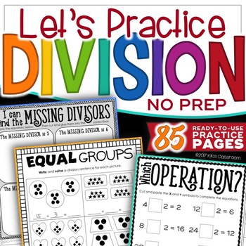 Preview of Division Worksheets & Division Practice - Division Equal Groups, Arrays, Facts