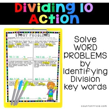 Division Worksheets and Games | Dividing by 10 by Count on Tricia