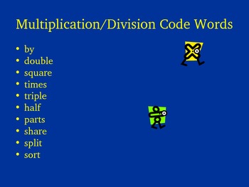 Preview of Division and Multiplication Code Words Power Point