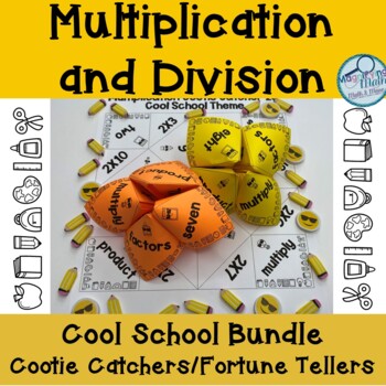 Preview of Division and Multiplication Fluency Practice Cootie Catcher Bundle Cool School