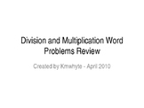 Division and Multiplication Word Problems Review