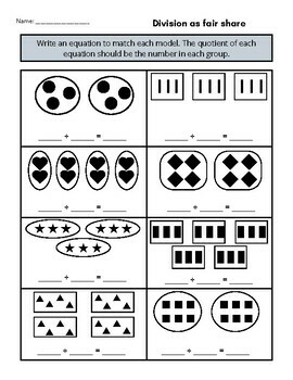 Division as Fair Share Worksheets by Elementary STEM with Em | TPT