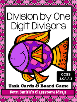 Preview of Division Task Cards and Board Game for Dividing by One Digit Divisors