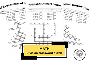 Preview of 3rd Grade Division Facts Crossword Puzzle 